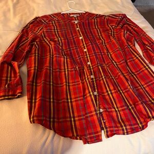 Plaid blouse- Red and Orange